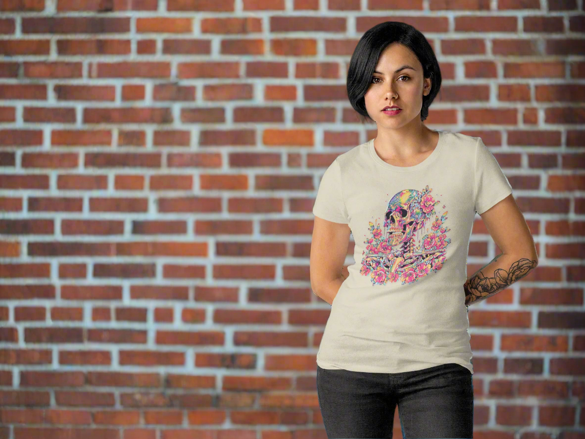 Painted Colorful Skull Graphic Tee - Blackthorn 31
