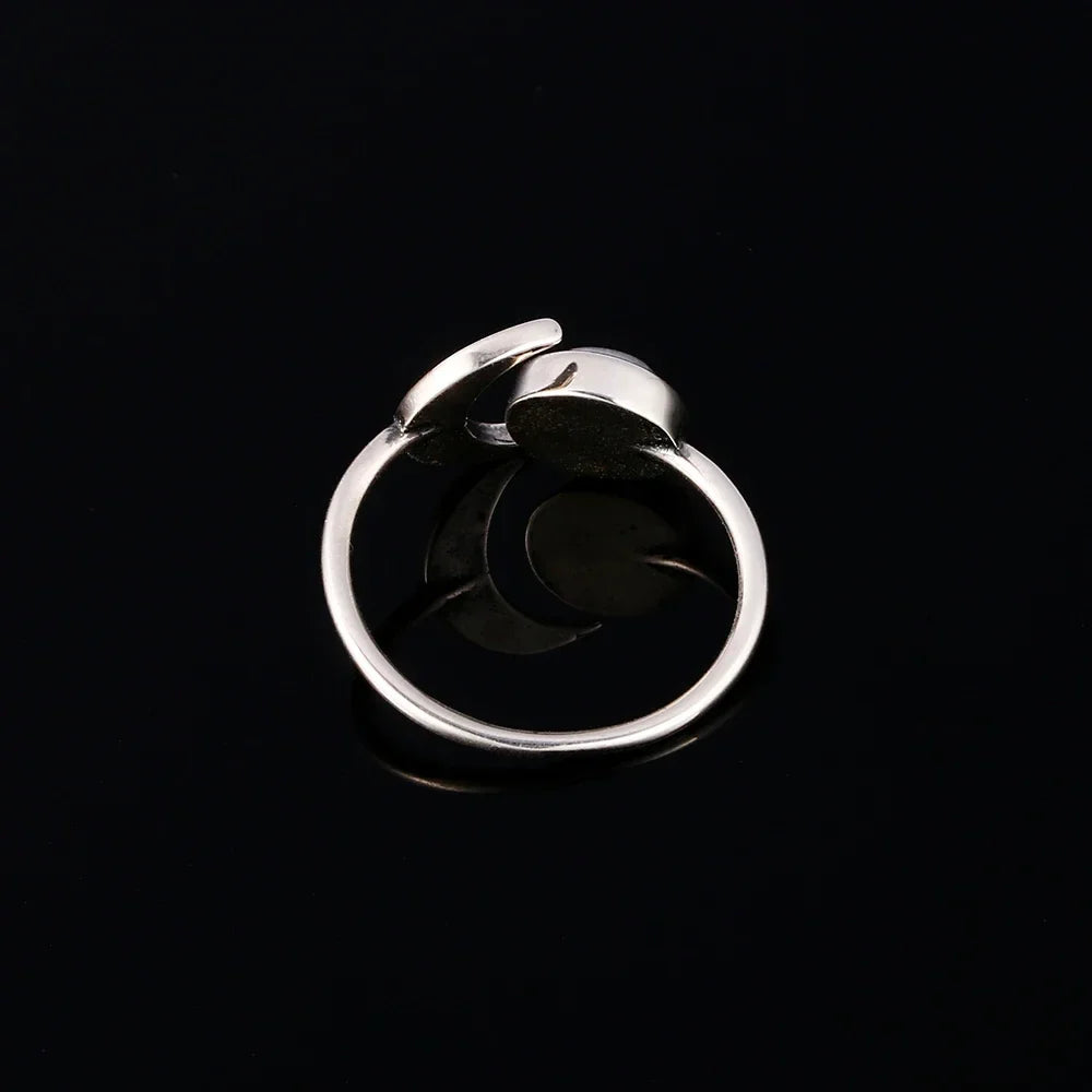 Sterling Silver Crescent Moon Crystal Rings - Blackthorn 31
