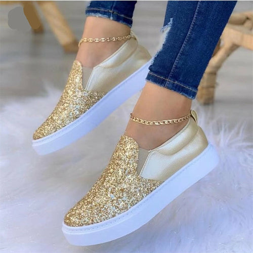 Moccasins Glitter Flat Female Loafers Shoes Black/Rose Gold/Black/Gold - Blackthorn 31