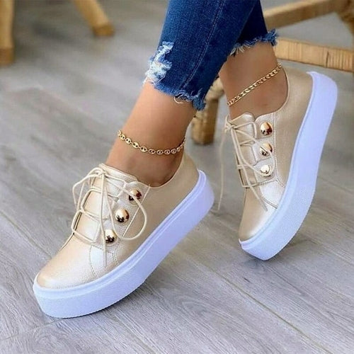 Light Breathable Casual Female Flat Shoes Black/White/Gold/Rose Gold - Blackthorn 31