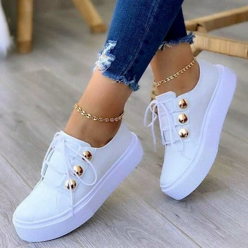 Light Breathable Casual Female Flat Shoes Black/White/Gold/Rose Gold - Blackthorn 31