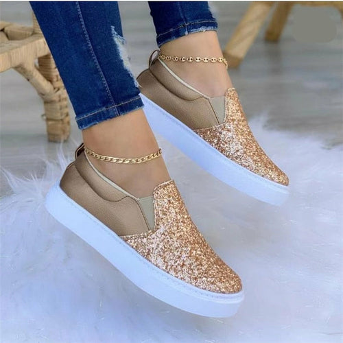 Moccasins Glitter Flat Female Loafers Shoes Black/Rose Gold/Black/Gold - Blackthorn 31