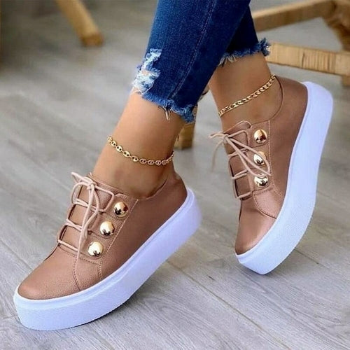 Light Breathable Casual Female Flat Shoes Black/White/Gold/Rose Gold - Blackthorn 31
