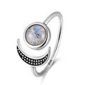 Sterling Silver Crescent Moon Crystal Rings - Blackthorn 31
