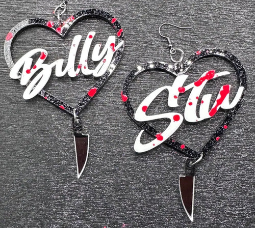 Billy & Stu Splatter Heart Earrings - Blackthorn 31