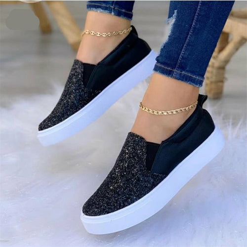Moccasins Glitter Flat Female Loafers Shoes Black/Rose Gold/Black/Gold - Blackthorn 31