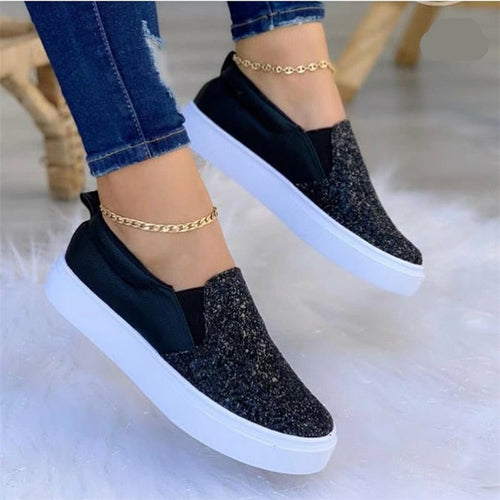 Moccasins Glitter Flat Female Loafers Shoes Black/Rose Gold/Black/Gold - Blackthorn 31