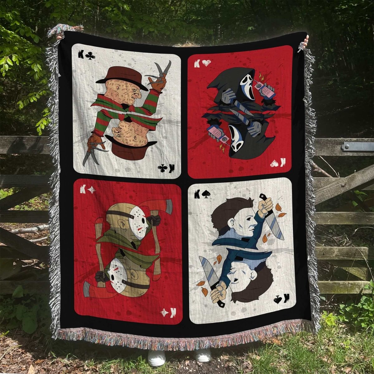Horror Card Tapestry Throw Blanket (50x60 Inches) - Blackthorn 31
