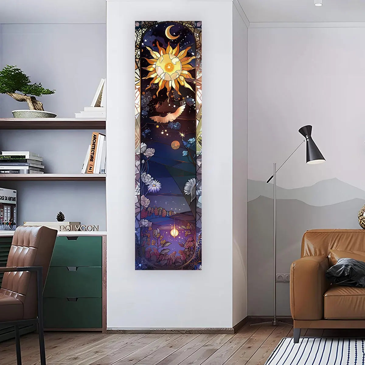 Witchy Sun & Moon Banner Tapestry