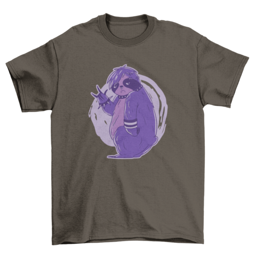 Blackthorn 31 Emo sloth neon T-shirt featuring a funny animal design on a casual black shirt.