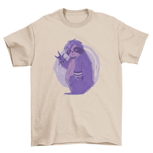 Blackthorn 31 Emo sloth funny animal neon T-shirt featuring a colorful sloth graphic on a dark background.