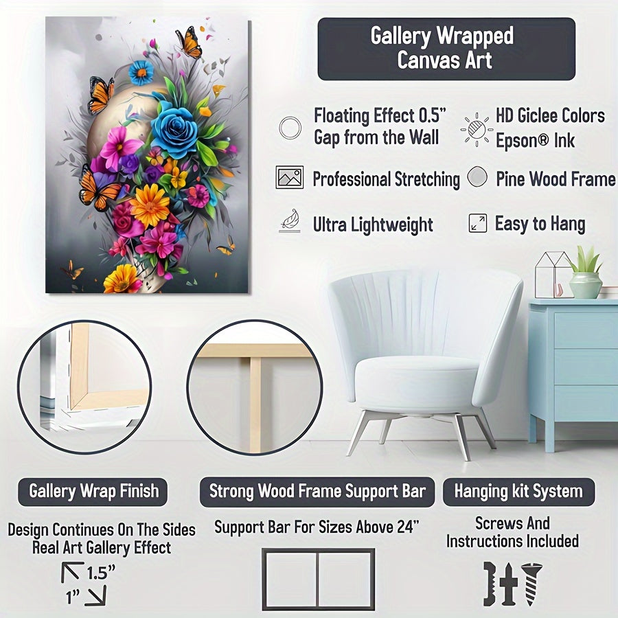 3 Pieces Skull Art Canvas Painting - Framed Contemporary Abstract Minimalist Artwork For Living Room Bedroom Bathroom--Selling On Temu Is Prohibited - Blackthorn 31