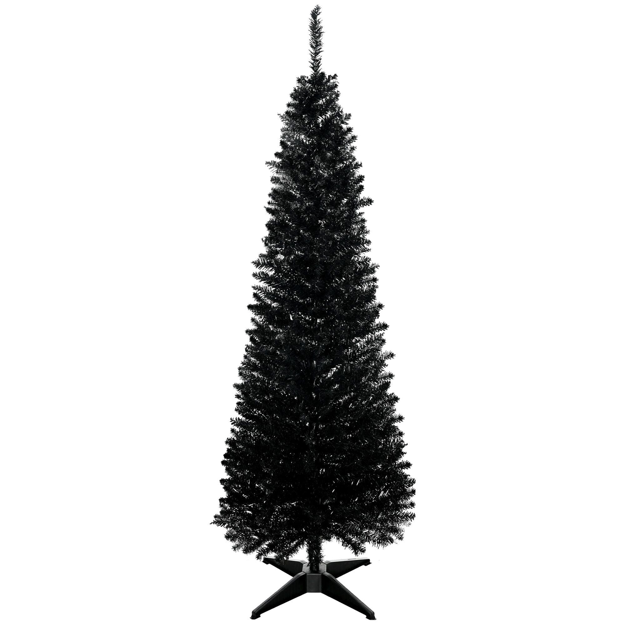 5FT Artificial Christmas Tree, Pencil Christmas Tree With Realistic Branches, Stable Stand, Black