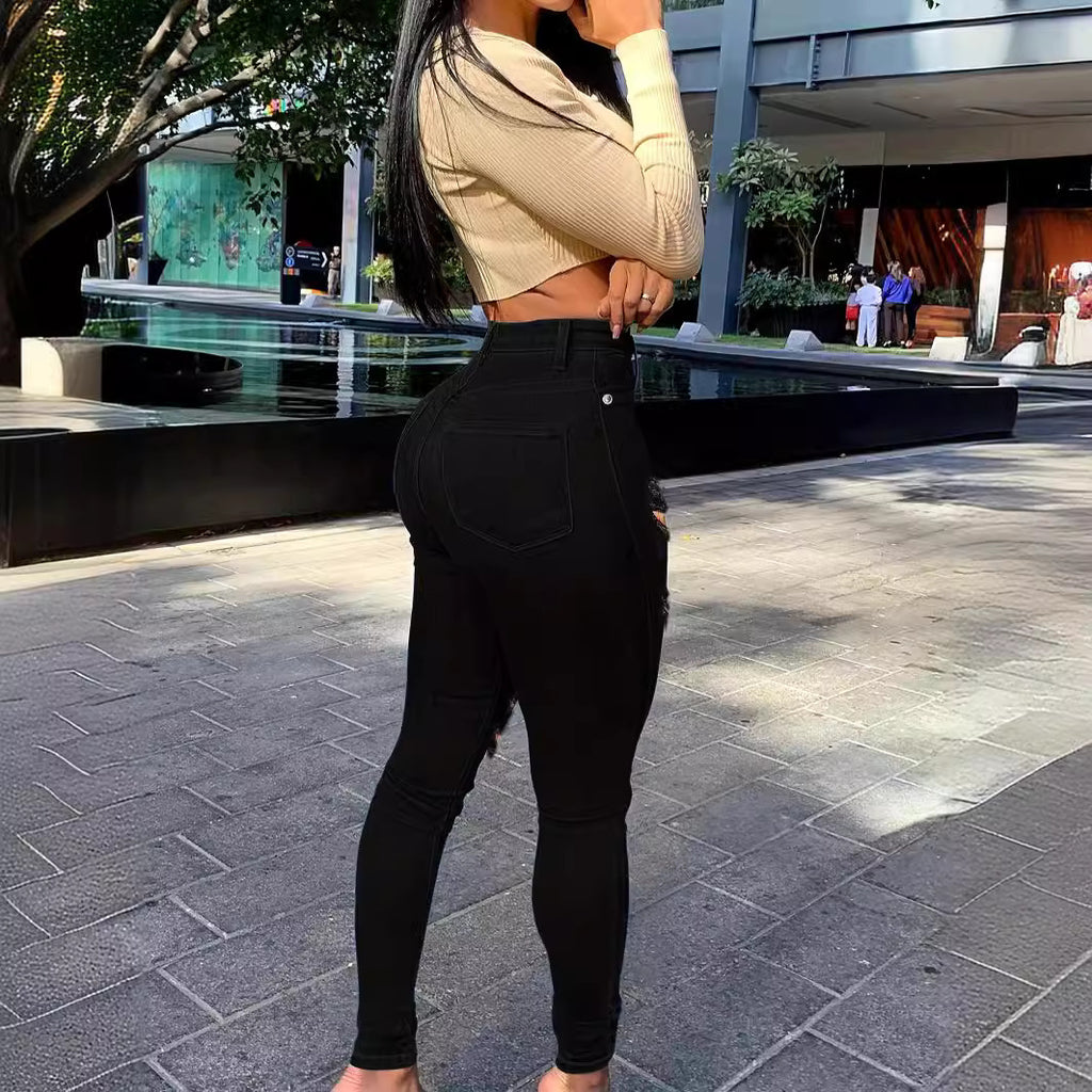 New Ripped Black Jeans For Women - Blackthorn 31