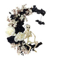 NNETM Gothic Halloween Wreath Skull Bats-0