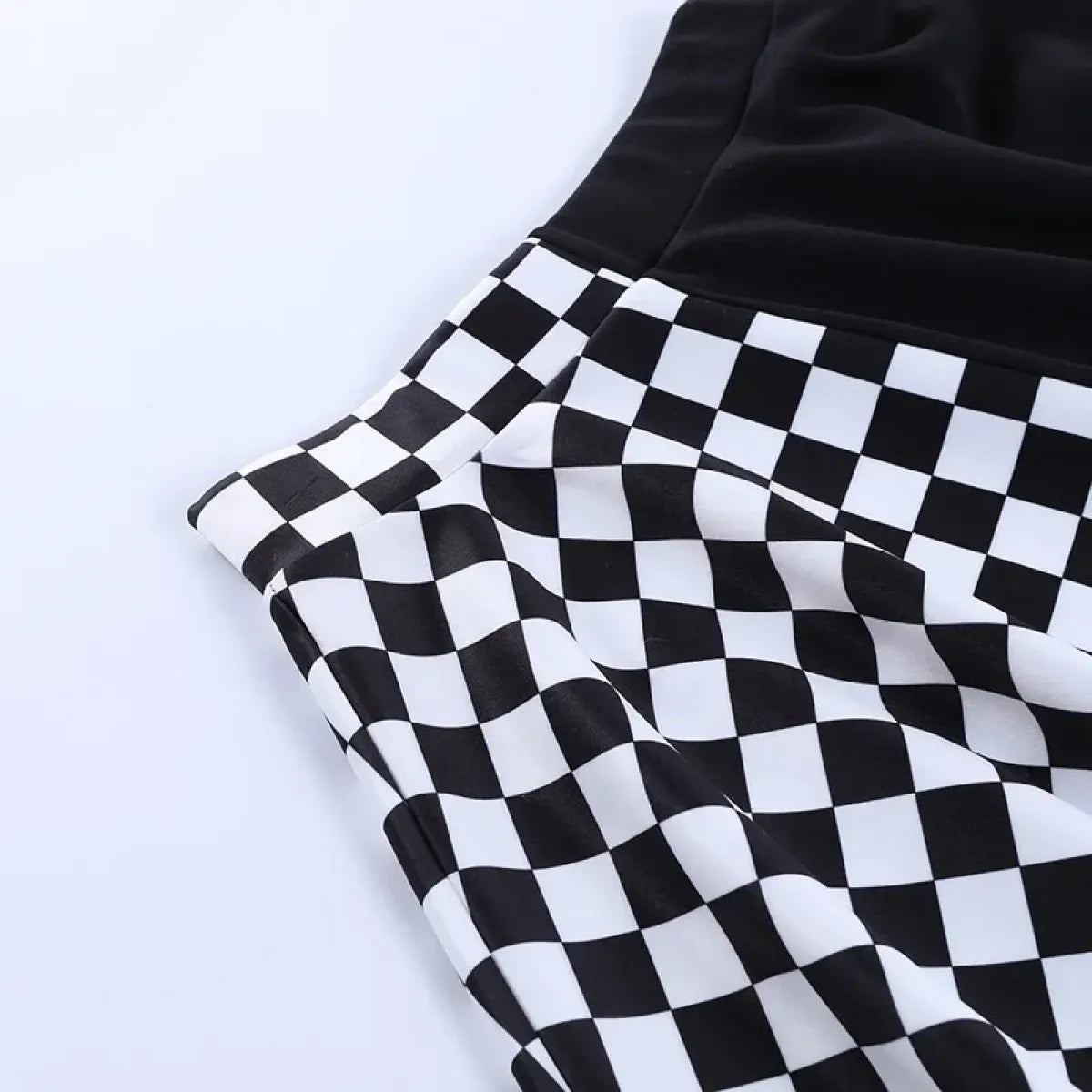 Checkerboard Gothic Punk Skirt – Grommet Chains & Contrast Panels - Blackthorn 31