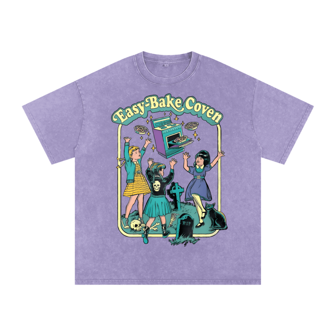 Goth Cloth Co. Easy Bake Coven acid washed oversized T-shirt with a relaxed fit and vintage-inspired design.
