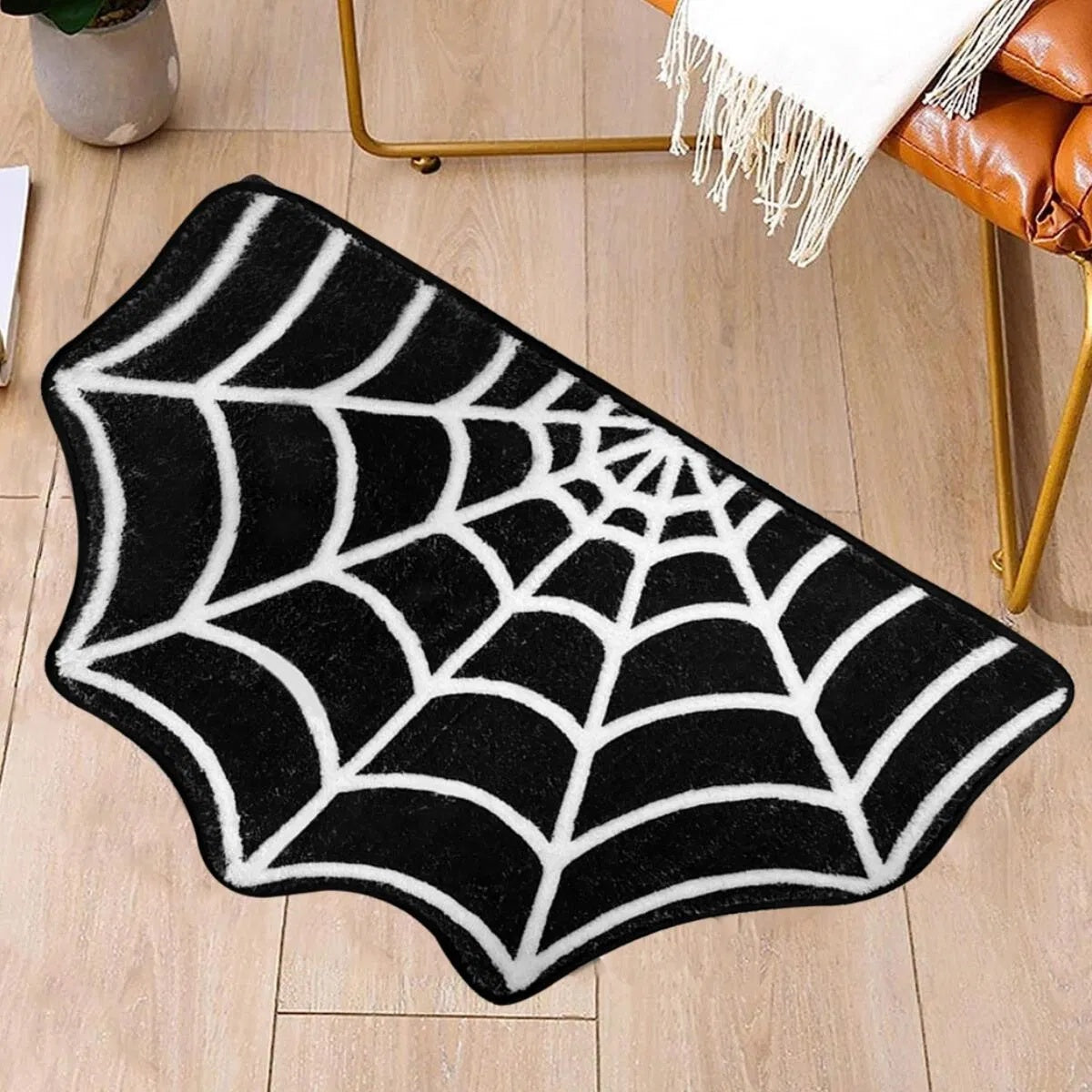 Spider Web Bath Mat 19.7 X 31.5 In Large Spider Web Rugs For Bedroom Gothic Home Decor Witchy Horror Goth Room Rugs Machine Washable Non-Slip Area Rugs For Front Door Kitchen - Blackthorn 31