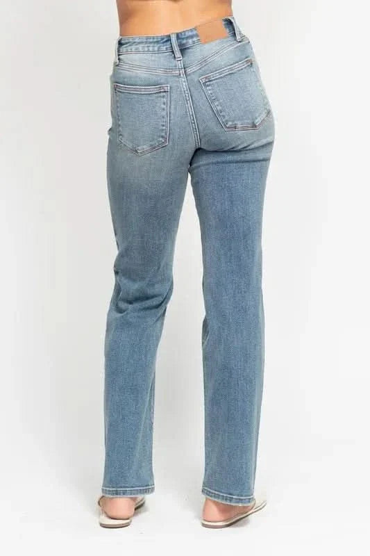 Judy Blue Full Size High Waist Distressed Dad Jean - Blackthorn 31