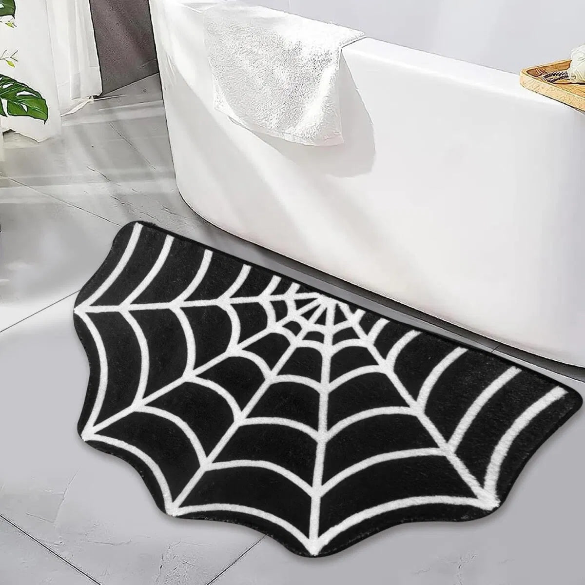 Spider Web Bath Mat 19.7 X 31.5 In Large Spider Web Rugs For Bedroom Gothic Home Decor Witchy Horror Goth Room Rugs Machine Washable Non-Slip Area Rugs For Front Door Kitchen - Blackthorn 31
