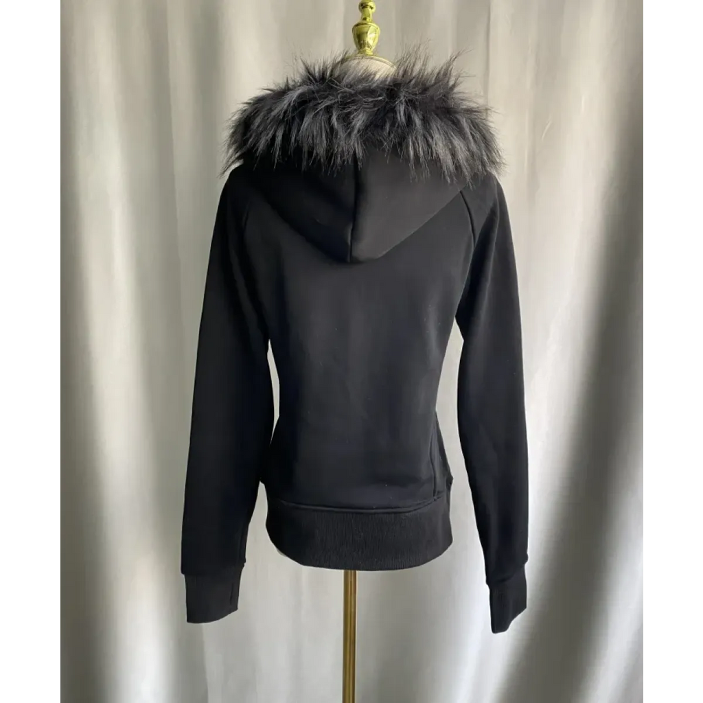 Black Gothic Grunge Fur Hooded Jacket - Blackthorn 31