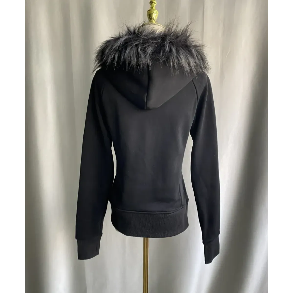 Black Gothic Grunge Fur Hooded Jacket - Blackthorn 31