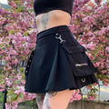 Gothic Punk High Waist Mini Skirt – Chain Straps & Utility Pockets - Blackthorn 31