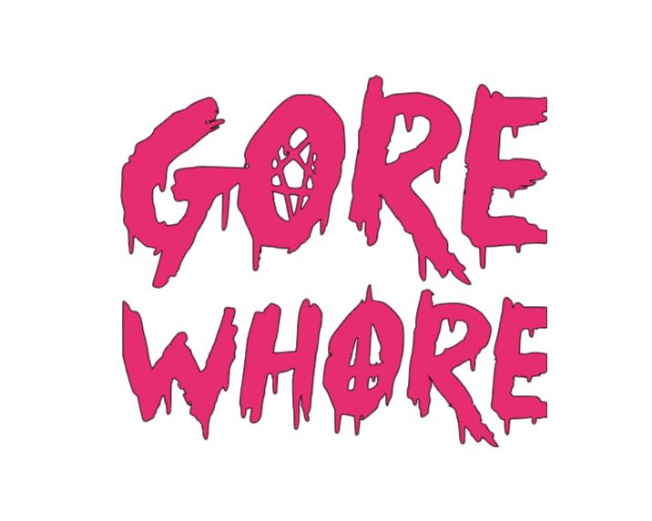 Pink Gore Whore vinyl decal sticker with Halloween horror and metaphysical design by witchcraftedinmi, featuring intricate gothic imagery.