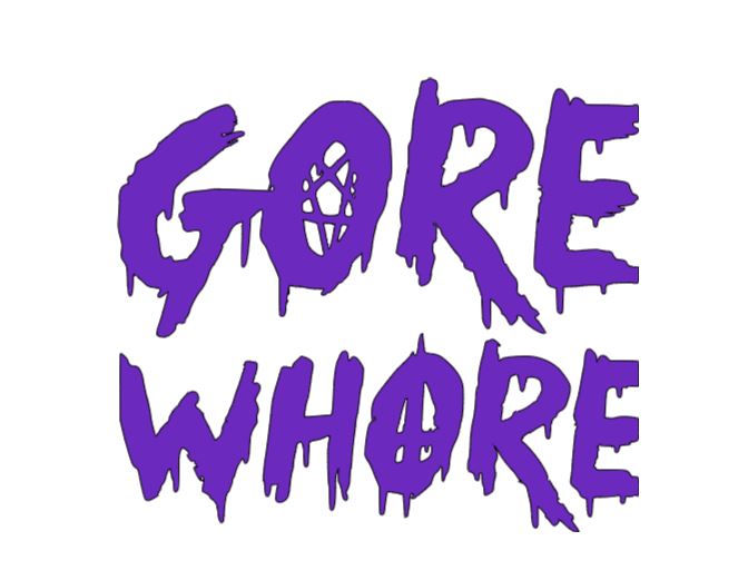 Purple Gore Whore vinyl decal sticker featuring Halloween horror and metaphysical design by witchcraftedinmi.