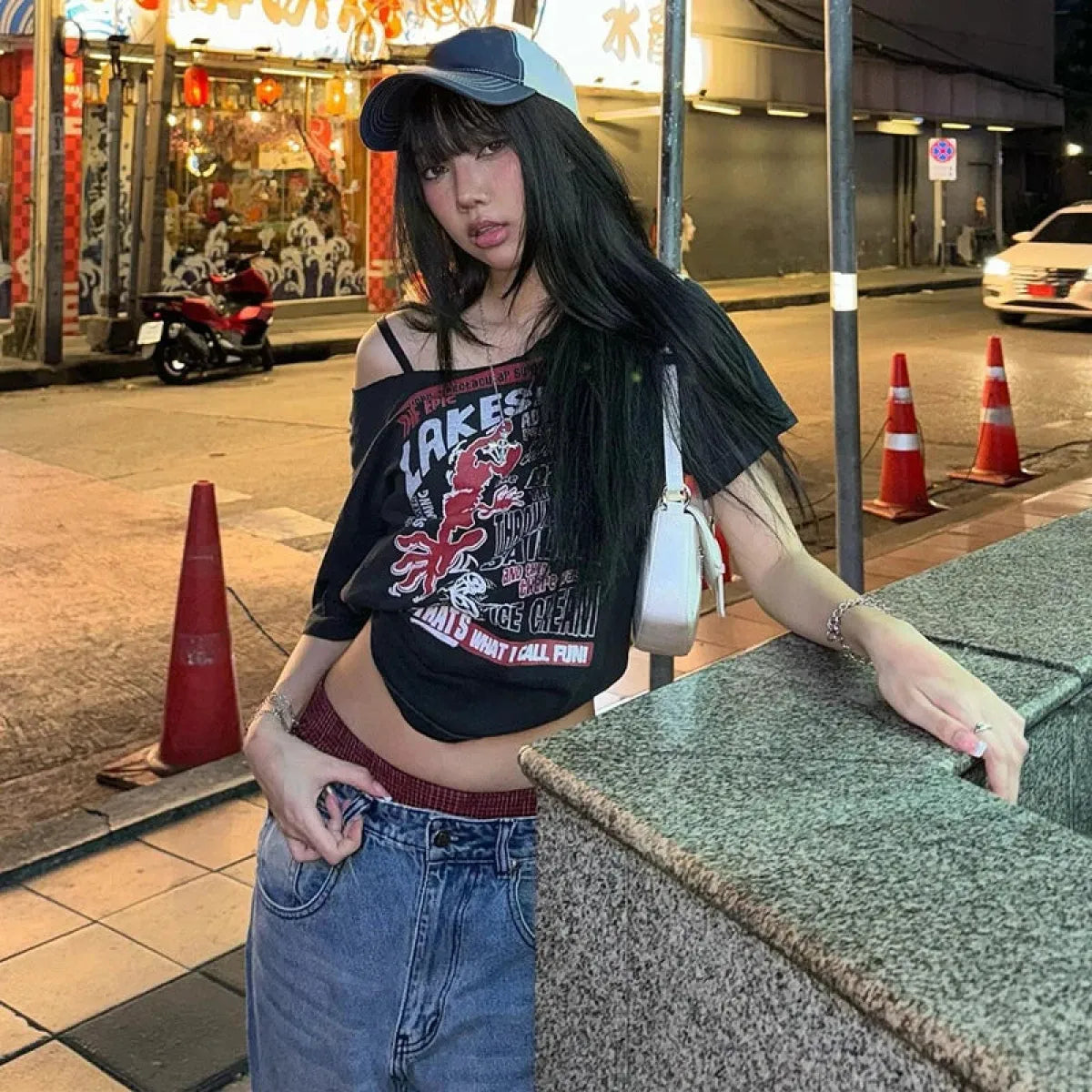 Harajuku Gothic Off-Shoulder T-Shirt - Blackthorn 31