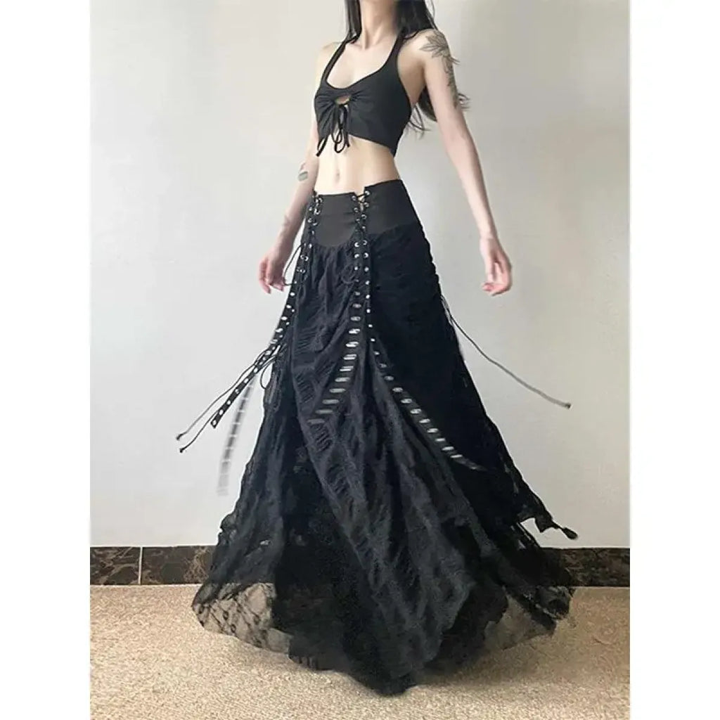 Harajuku Lace Bow A-Line Skirt - Blackthorn 31