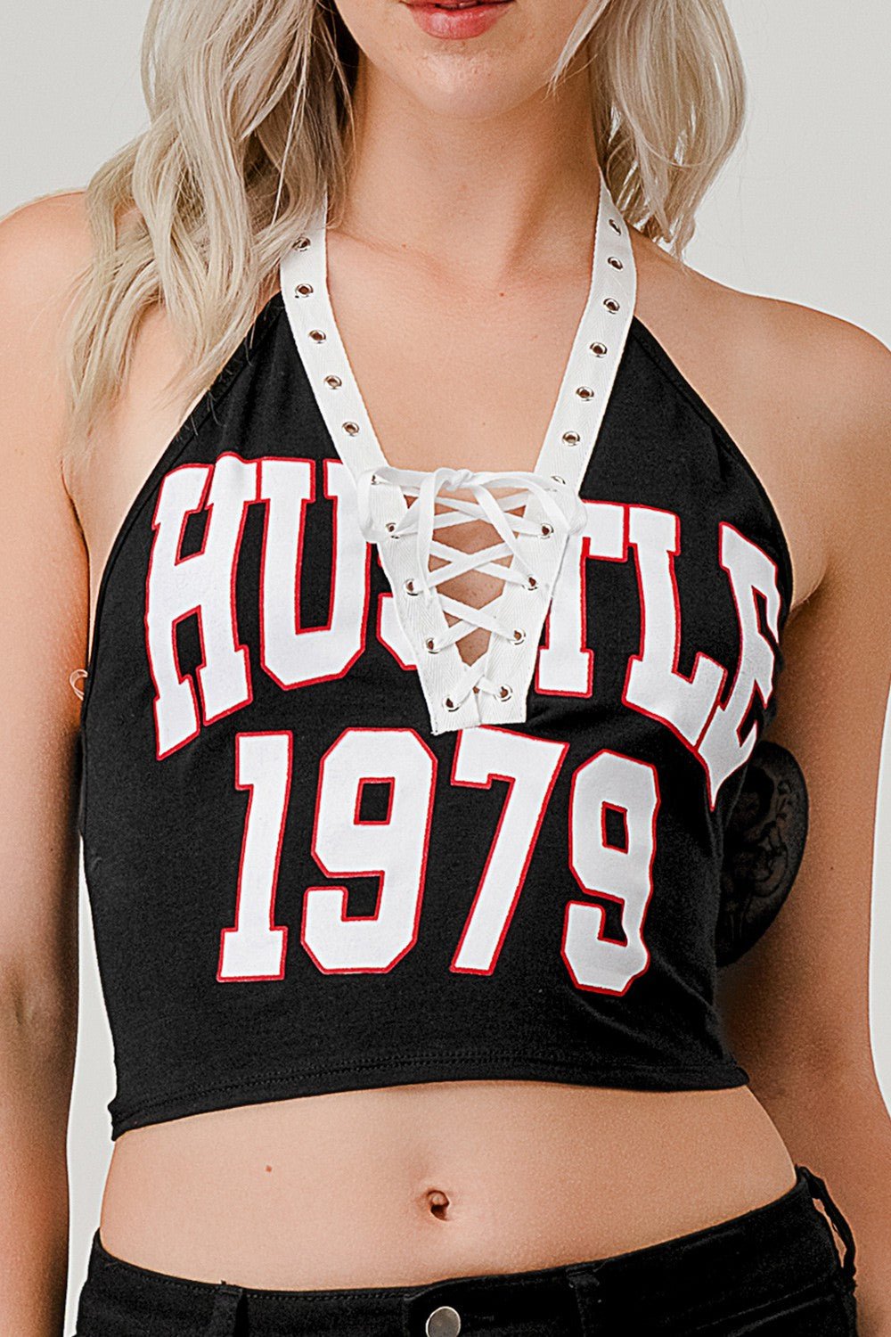 Hustle Hard Lace Up Detail Halter Top - Blackthorn 31