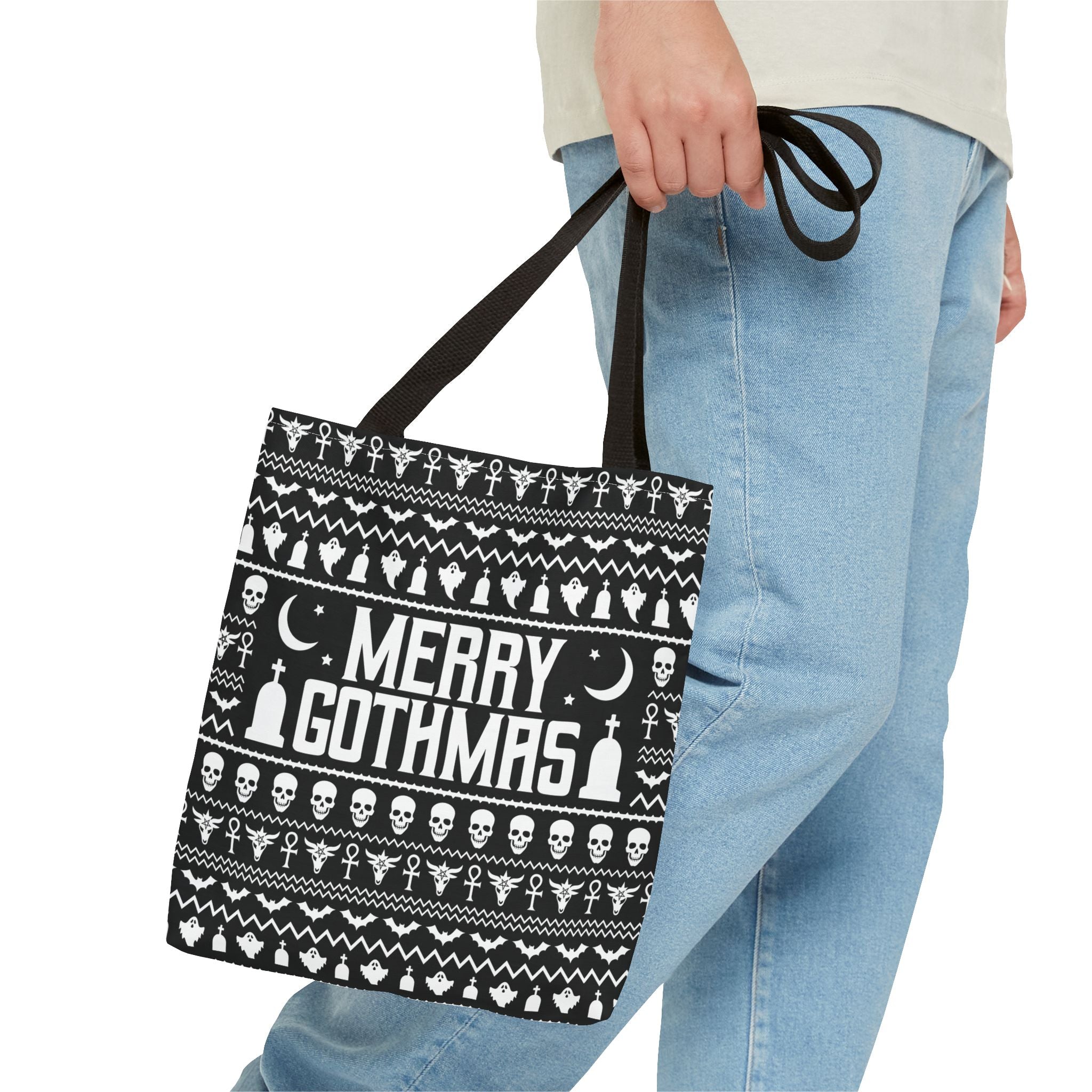 Merry Gothmas Sweater Reusable Gift Bag Tote