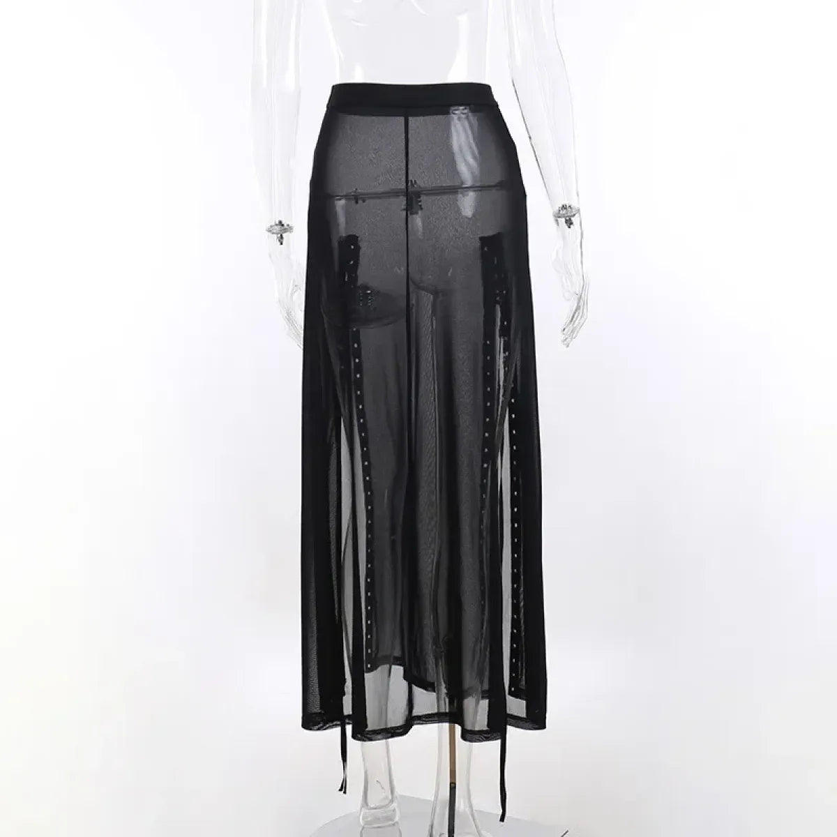 Punk Gothic Eyelet Mesh Skirt - Blackthorn 31