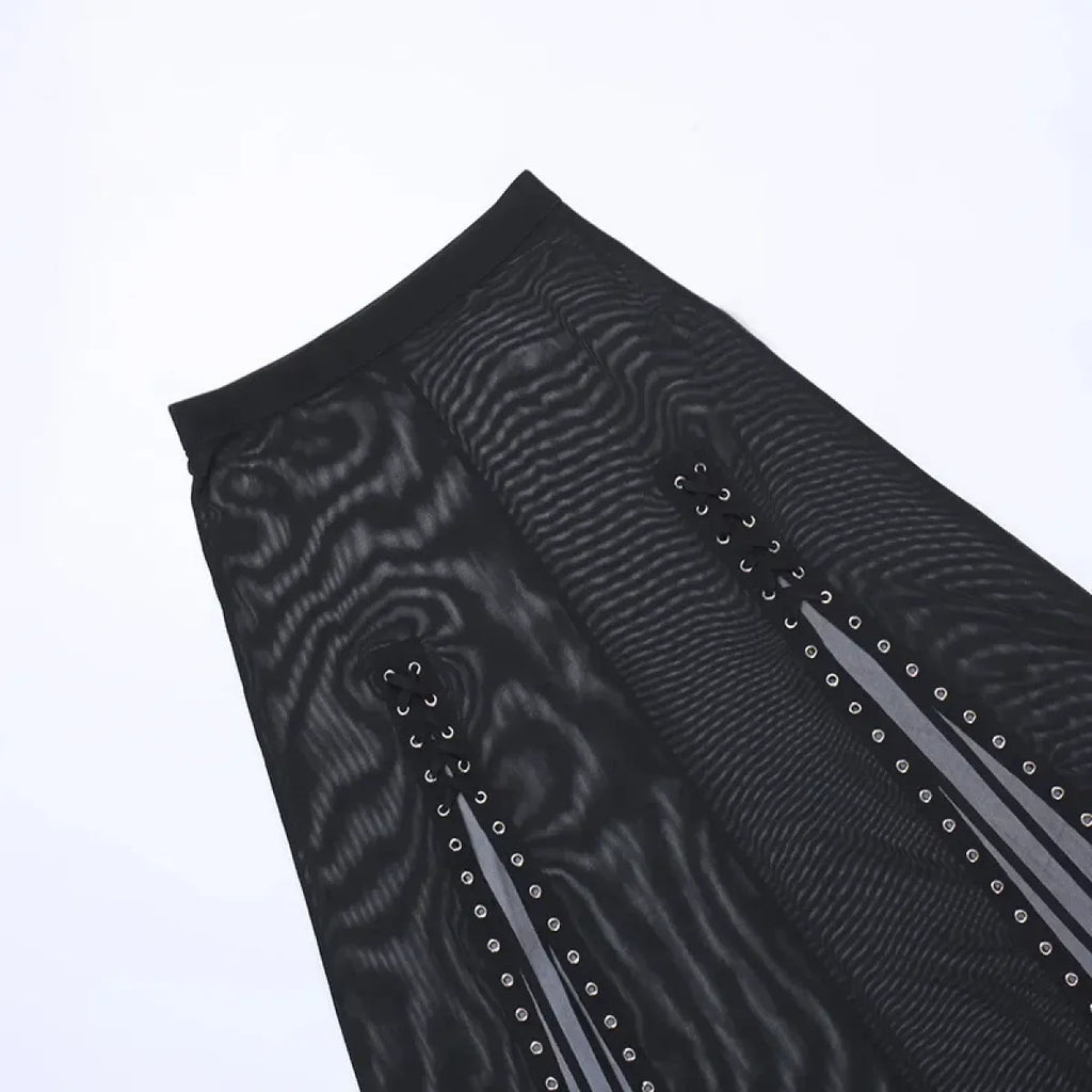 Punk Gothic Eyelet Mesh Skirt - Blackthorn 31