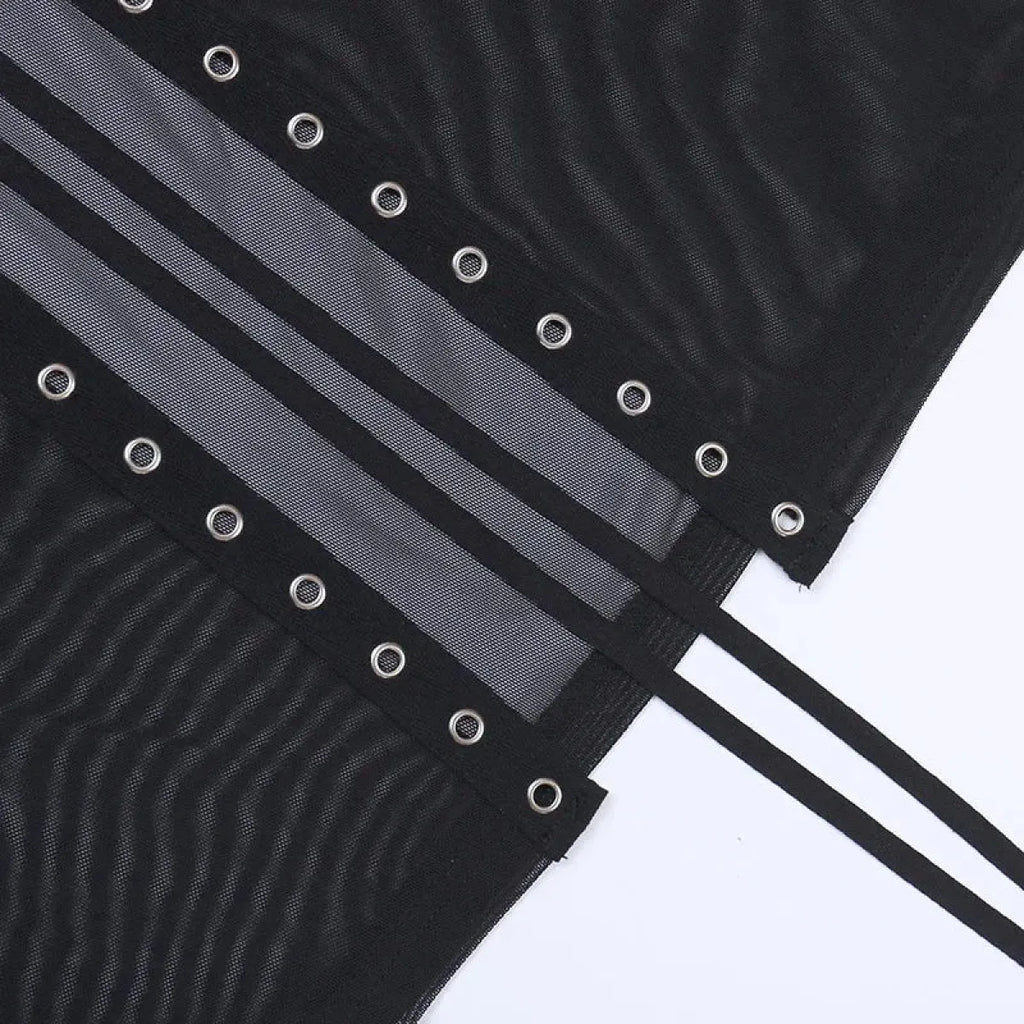 Punk Gothic Eyelet Mesh Skirt - Blackthorn 31