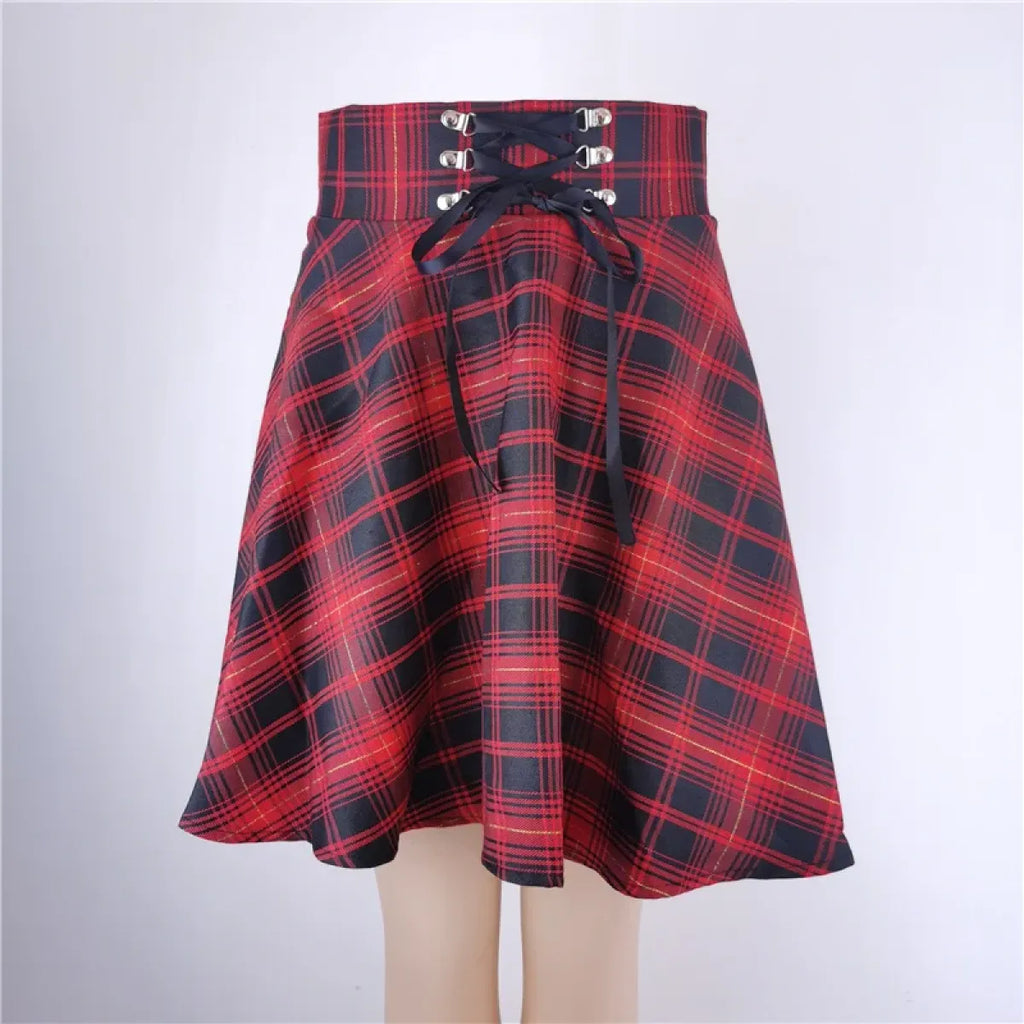 Gothic Lace-Up Mini Skirt – Harajuku Hipster Style for Women - Blackthorn 31