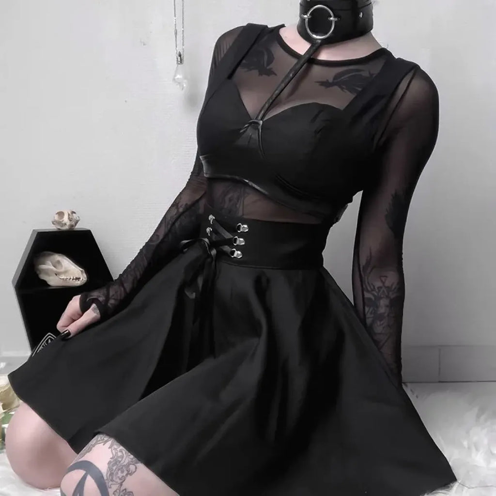 Gothic Lace-Up Mini Skirt – Harajuku Hipster Style for Women - Blackthorn 31
