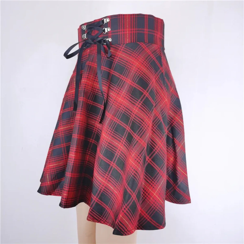 Gothic Lace-Up Mini Skirt – Harajuku Hipster Style for Women - Blackthorn 31