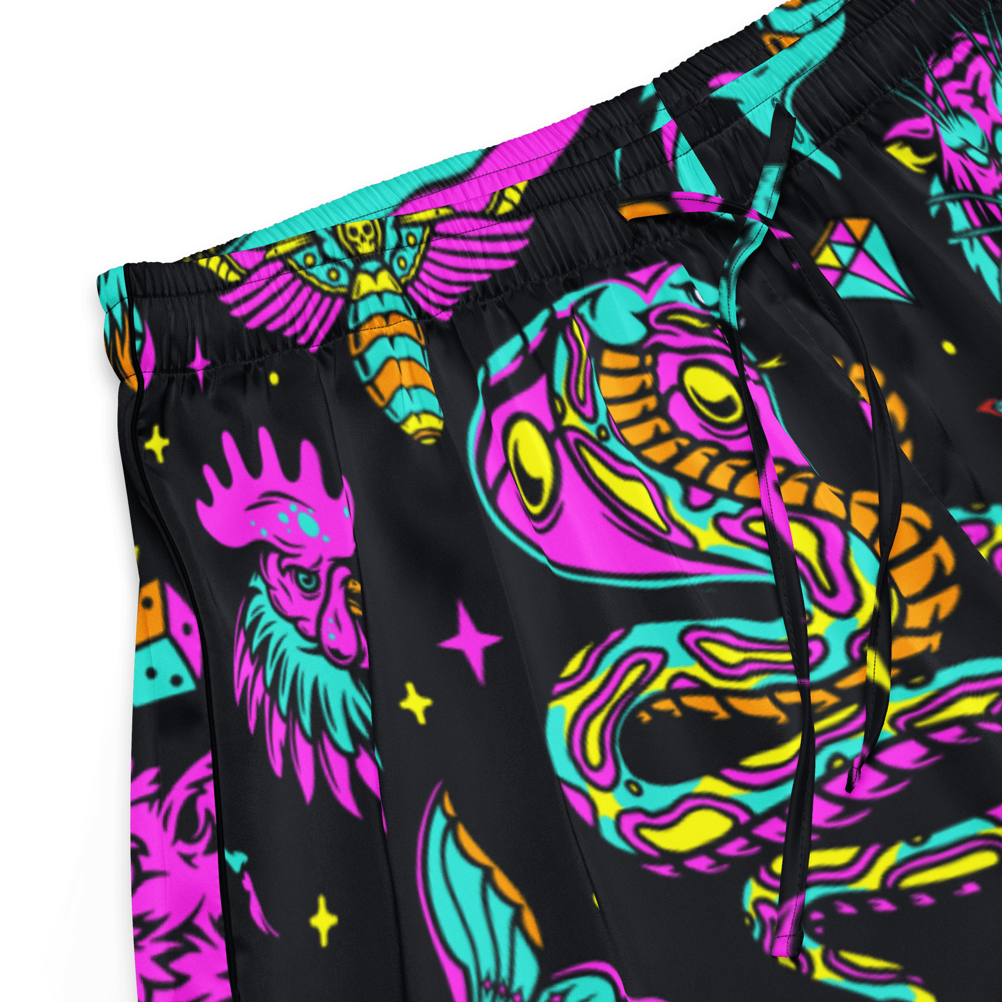 Neon traditional silky pajama shorts by Goth Cloth Co. with vibrant neon color and soft, smooth fabric for comfortable sleepwear