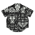 Old School Ink Silky Pajama Top by Goth Cloth Co. shown in black with a relaxed fit and smooth, silky fabric.