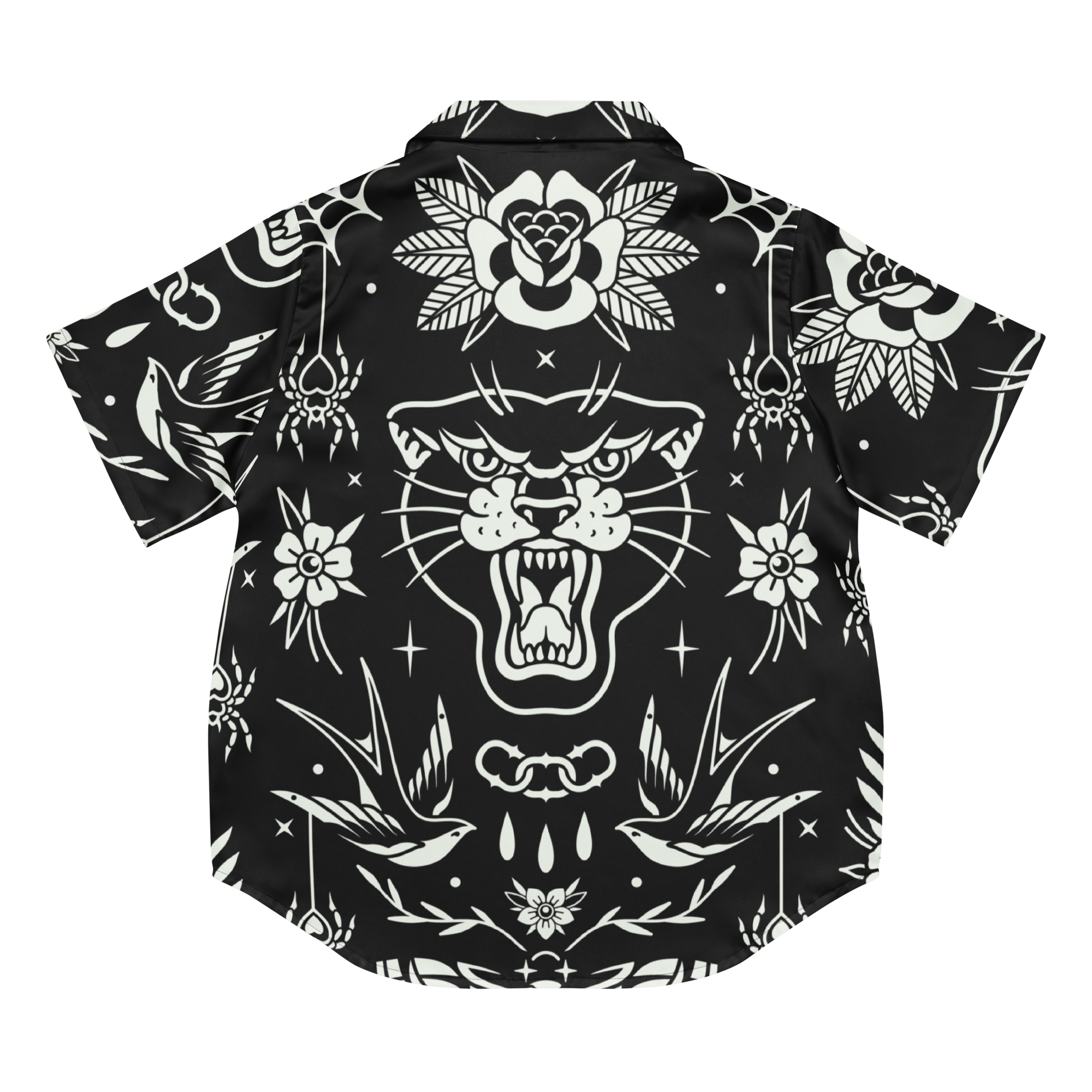 Old School Ink Silky Pajama Top by Goth Cloth Co. featuring a smooth, silky fabric with vintage-inspired ink design.