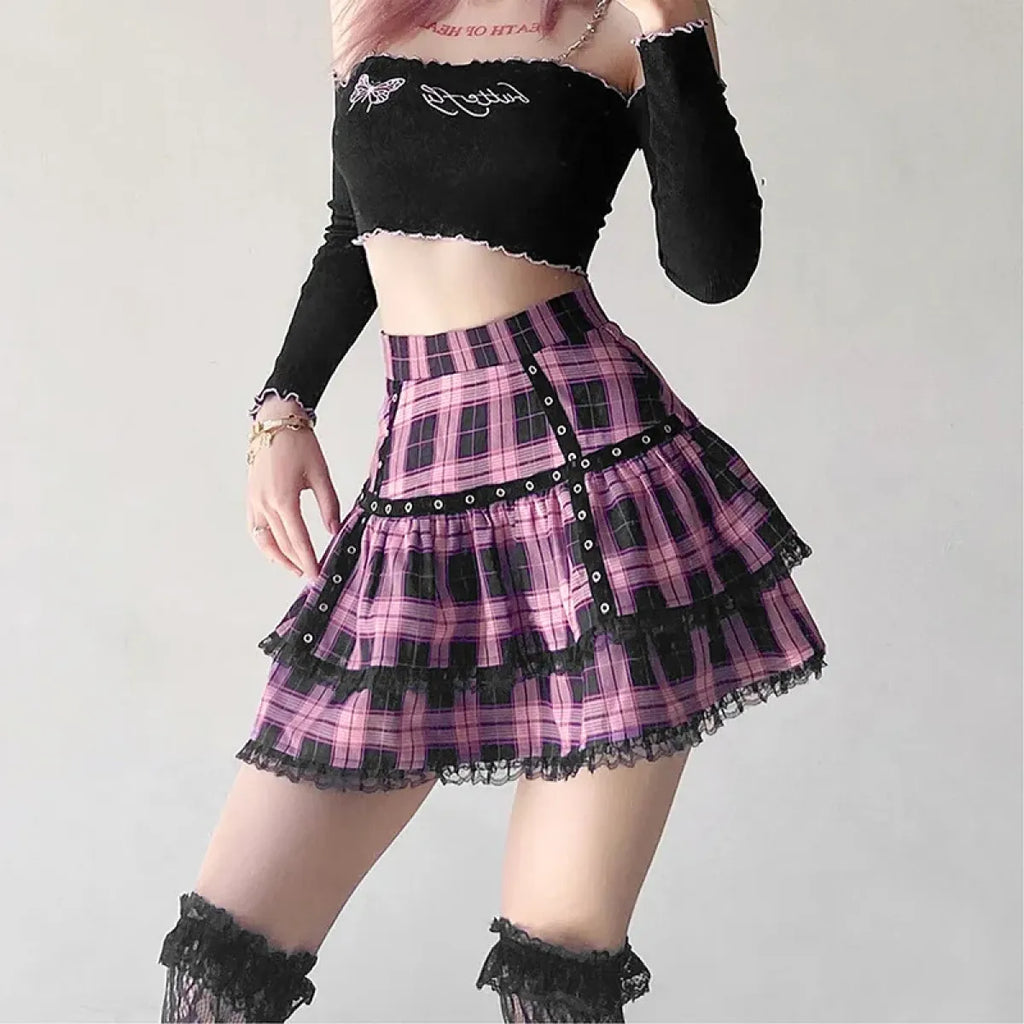 Lolita Plaid Mini Skirt – Gothic Harajuku - Blackthorn 31