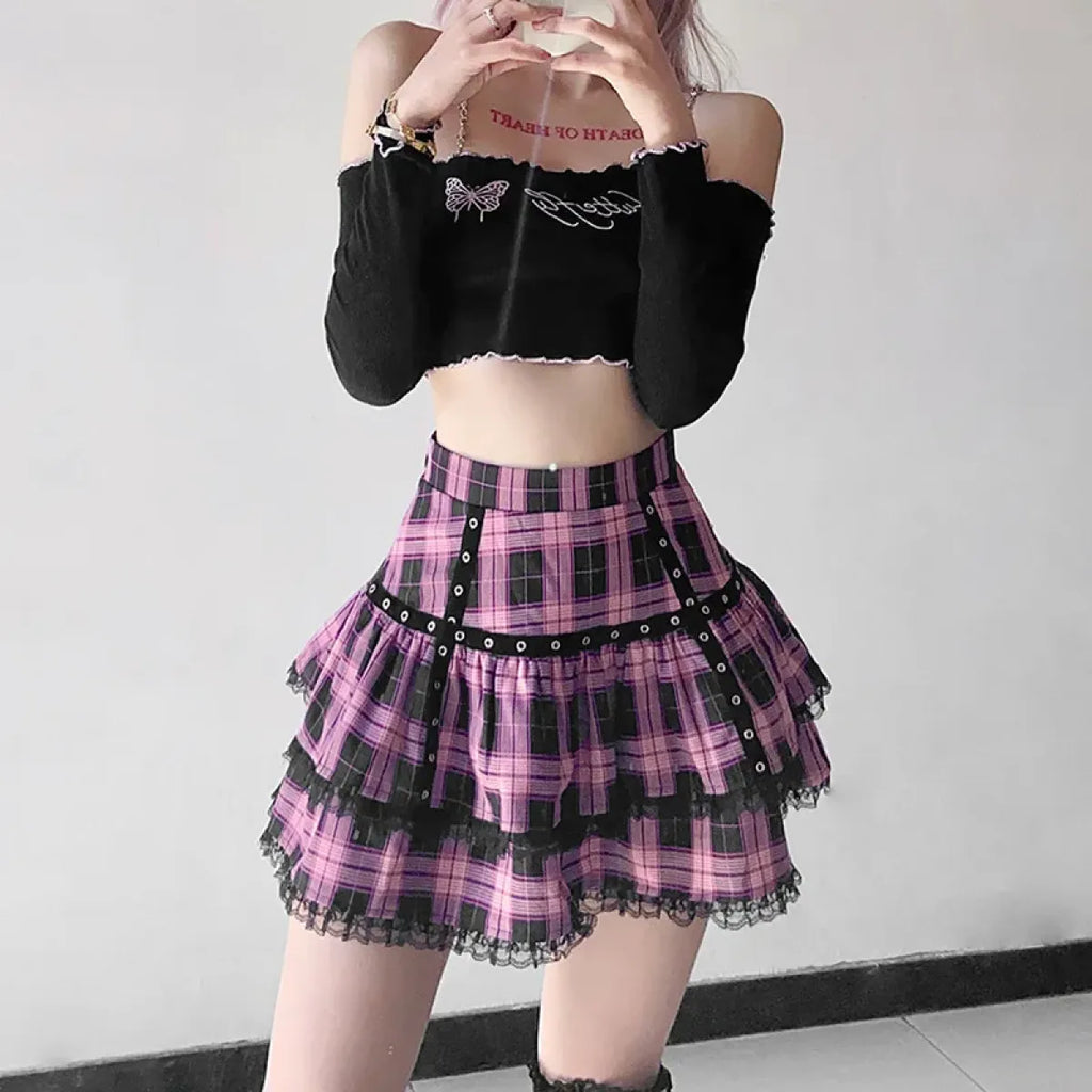 Lolita Plaid Mini Skirt – Gothic Harajuku - Blackthorn 31