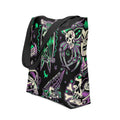 Psychobilly Blast tote bag featuring bold graphic design, black fabric, and Goth Cloth Co. branding.