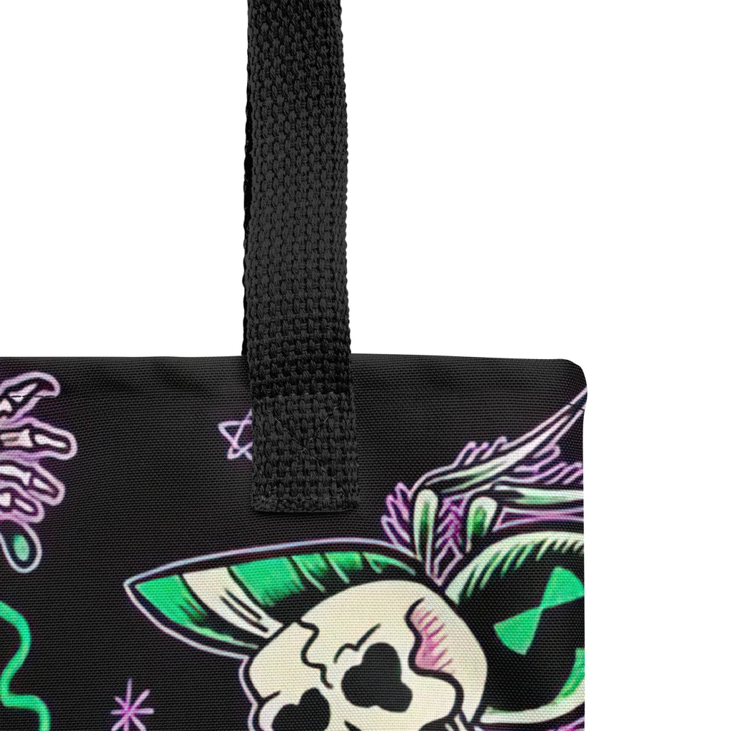 Psychobilly Blast tote bag by Goth Cloth Co. featuring bold, vintage-inspired Gothic and punk-themed graphics on durable fabric.