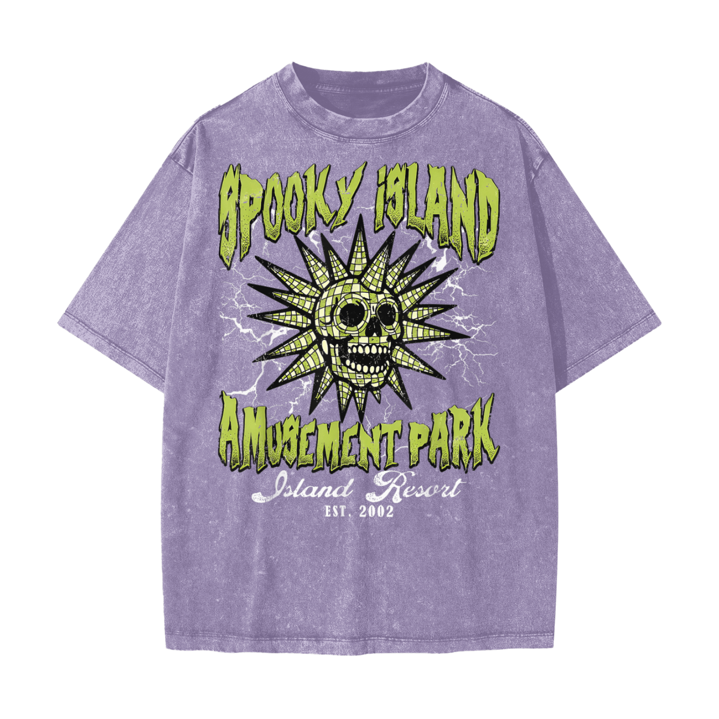 Spooky Island Amusement Park Snow Washed T-Shirt