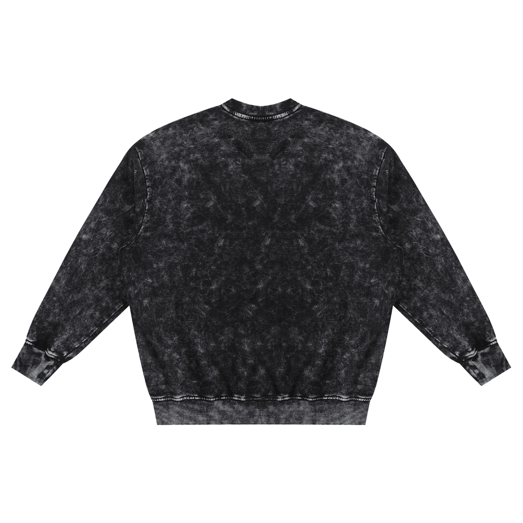 Black Spooky Island Amusement Park sweatshirt by Goth Cloth Co. featuring spooky ride and haunted theme on soft fabric.