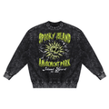 Goth Cloth Co. Spooky Island Amusement Park sweatshirt featuring eerie theme and dark design, displayed on a hanger.