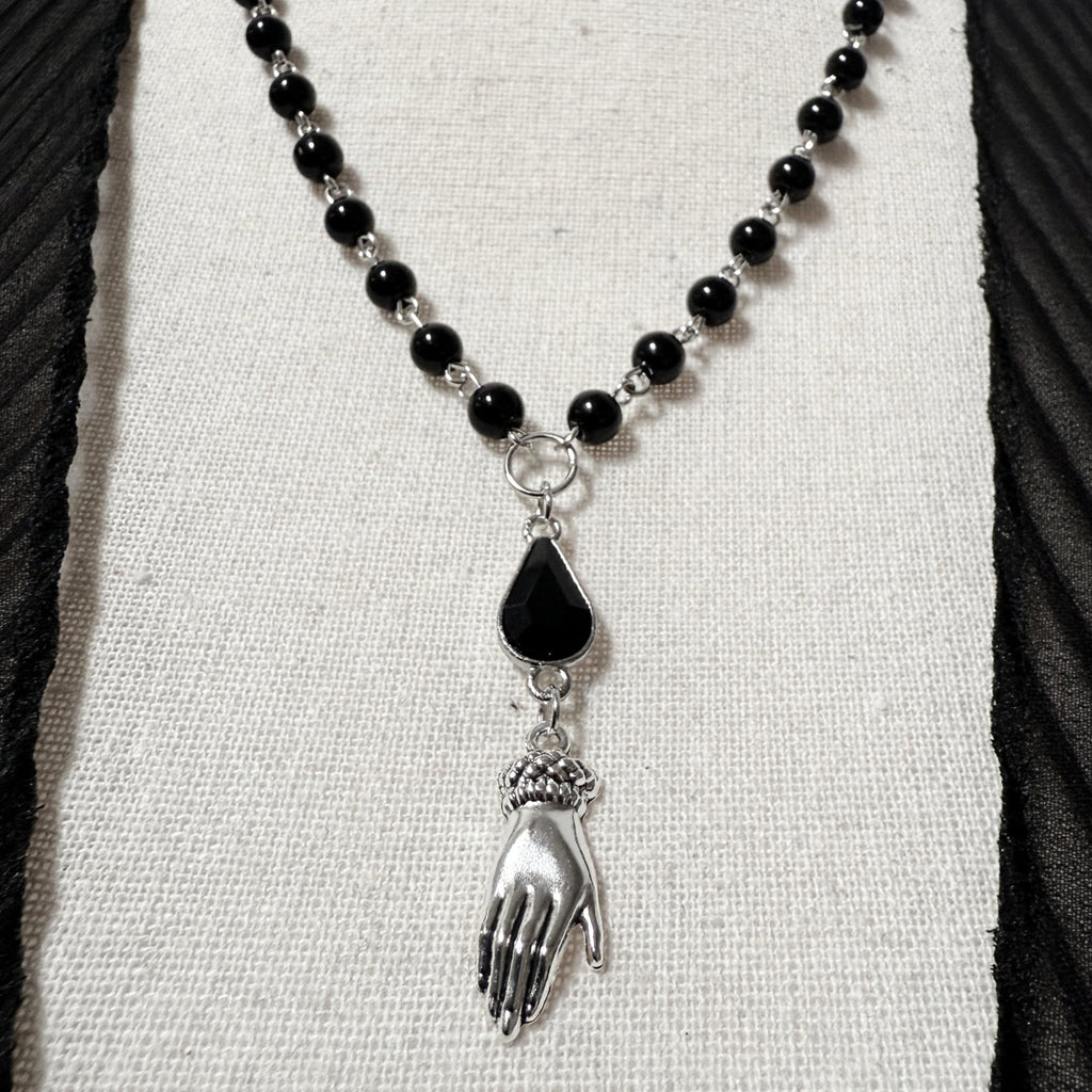 Silver Tears of Sorrow Necklace by Witching Hour Baby featuring a delicate tear-shaped pendant in jewelry style.